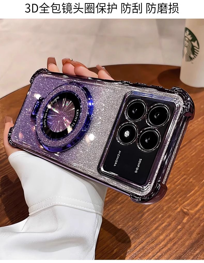 Electroplated Four Corner Resistant Gradient Glitter Phone Case for Infinix Note 50S Hot 50 Pro+ Plus Tecno Spark 40,Spark 40C Cover with Magnetic Ring Holder