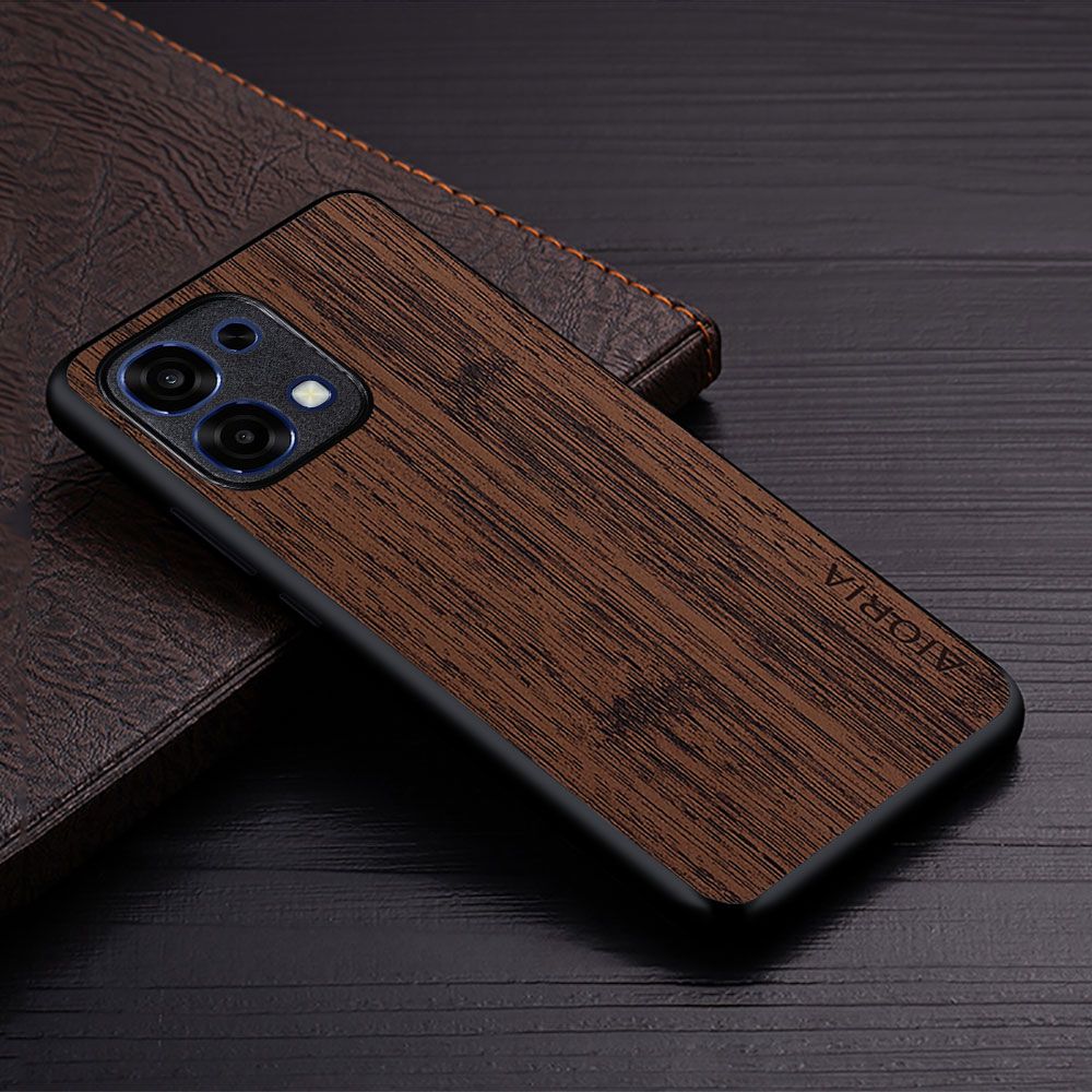 Made Of Bamboo Leather Phone Case for OPPO A6 Pro Soft TPU Around The Edge Hard PC At The Back 3in1 material Back Cover