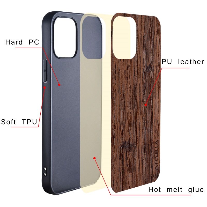 Made Of Bamboo Leather Phone Case for OPPO A6 Pro Soft TPU Around The Edge Hard PC At The Back 3in1 material Back Cover