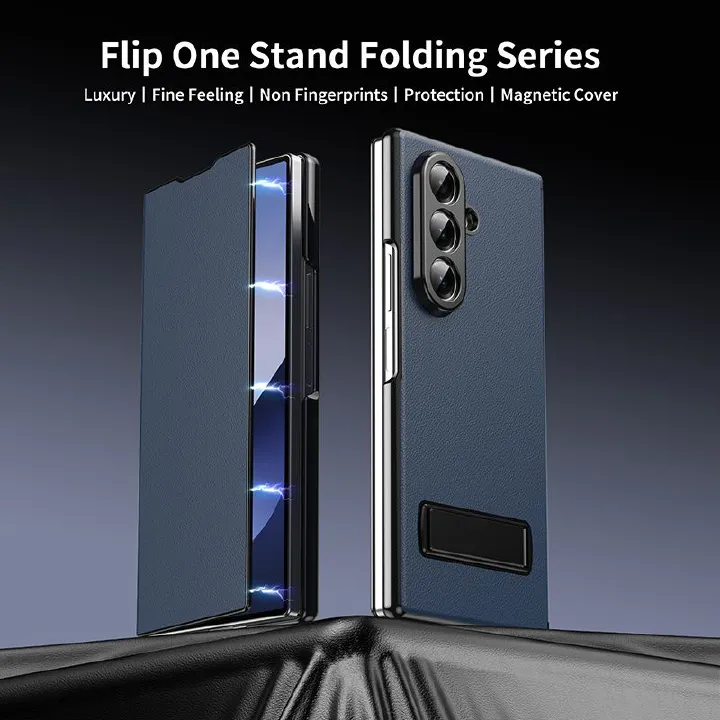 Magnetic Leather Flip Cover Case for Samsung Galaxy Z Fold 7/6/5/4/3 With Metal Bracket Shockproof Protective Back Cover