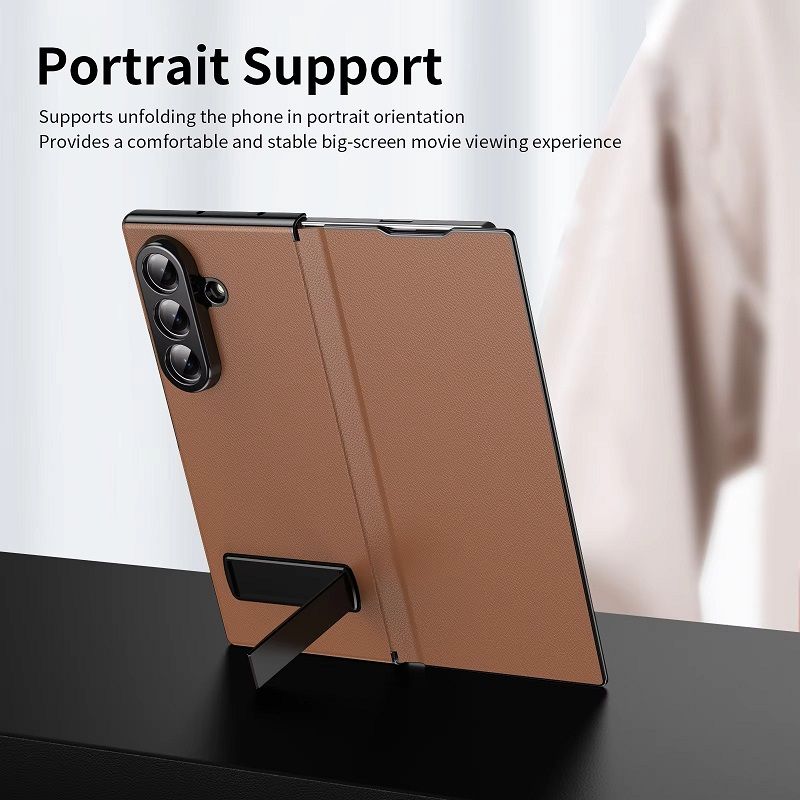 Magnetic Leather Flip Cover Case for Samsung Galaxy Z Fold 7/6/5/4/3 With Metal Bracket Shockproof Protective Back Cover