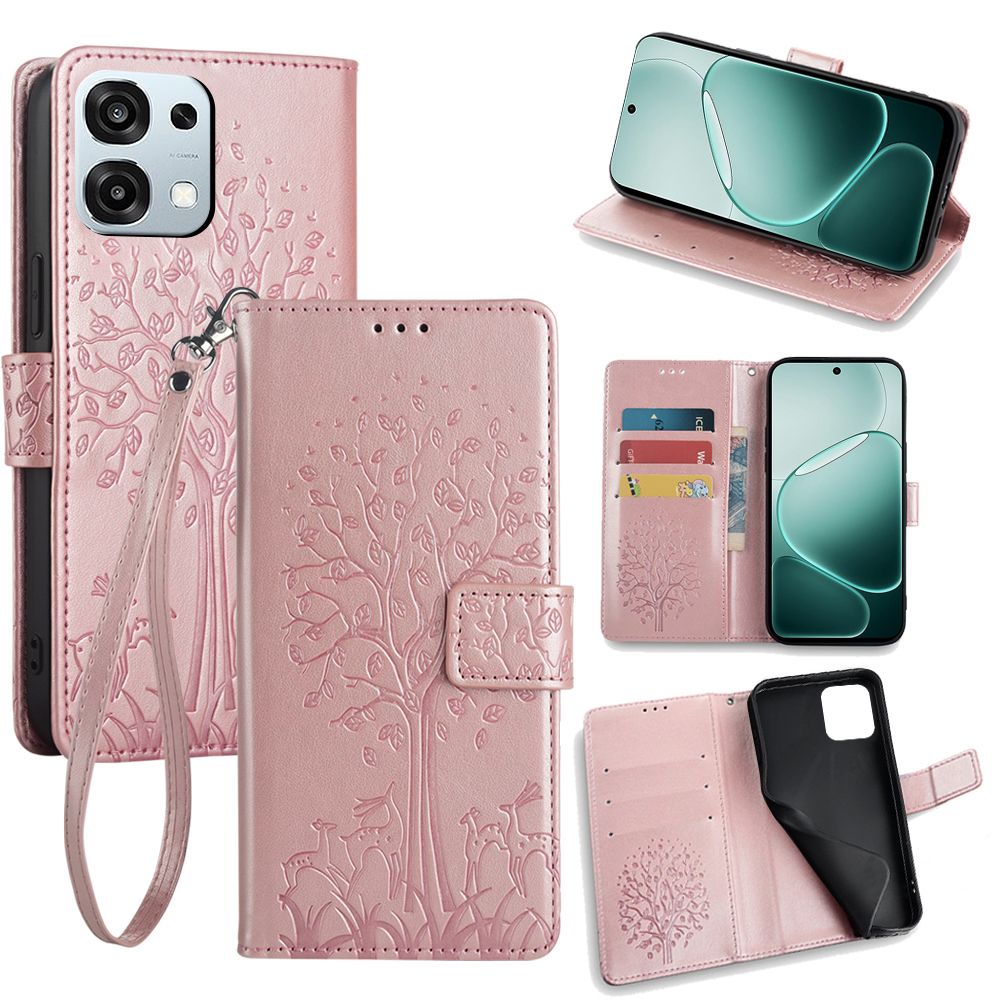 Wallet Leather Cover for OPPO A6 Pro Case Card Slots Magnetic Closure Shockproof Cover with Hand Strap