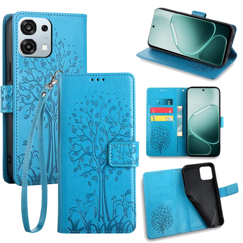 Wallet Leather Cover for OPPO A6 Pro Case Card Slots Magnetic Closure Shockproof Cover with Hand Strap