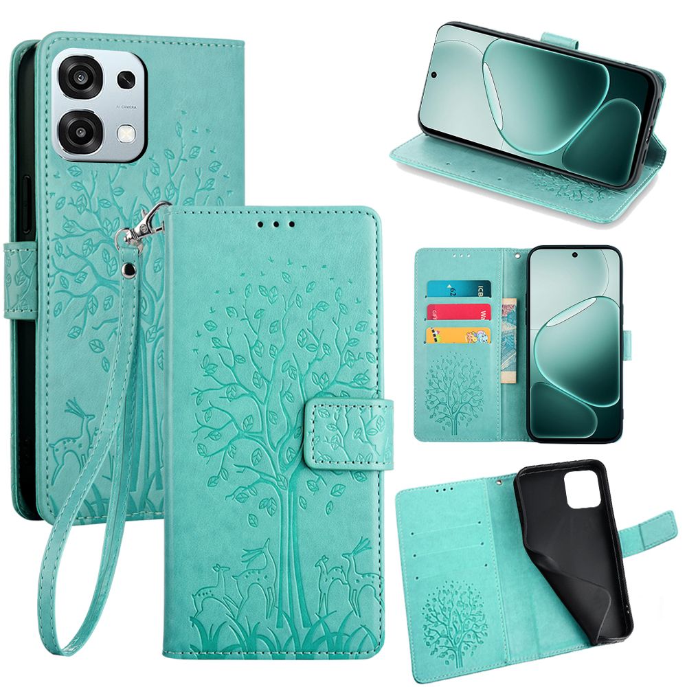 Wallet Leather Cover for OPPO A6 Pro Case Card Slots Magnetic Closure Shockproof Cover with Hand Strap