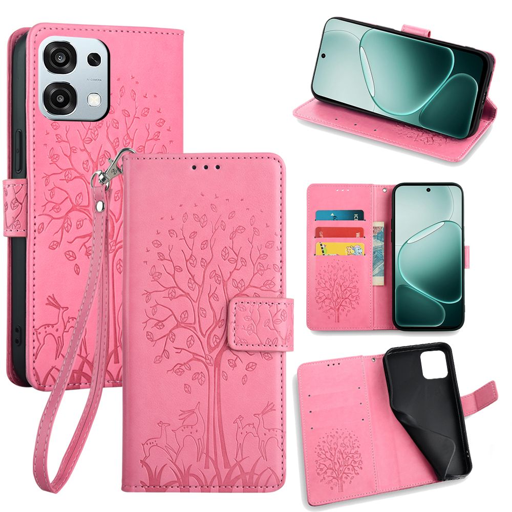Wallet Leather Cover for OPPO A6 Pro Case Card Slots Magnetic Closure Shockproof Cover with Hand Strap