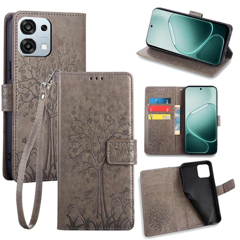 Wallet Leather Cover for OPPO A6 Pro Case Card Slots Magnetic Closure Shockproof Cover with Hand Strap