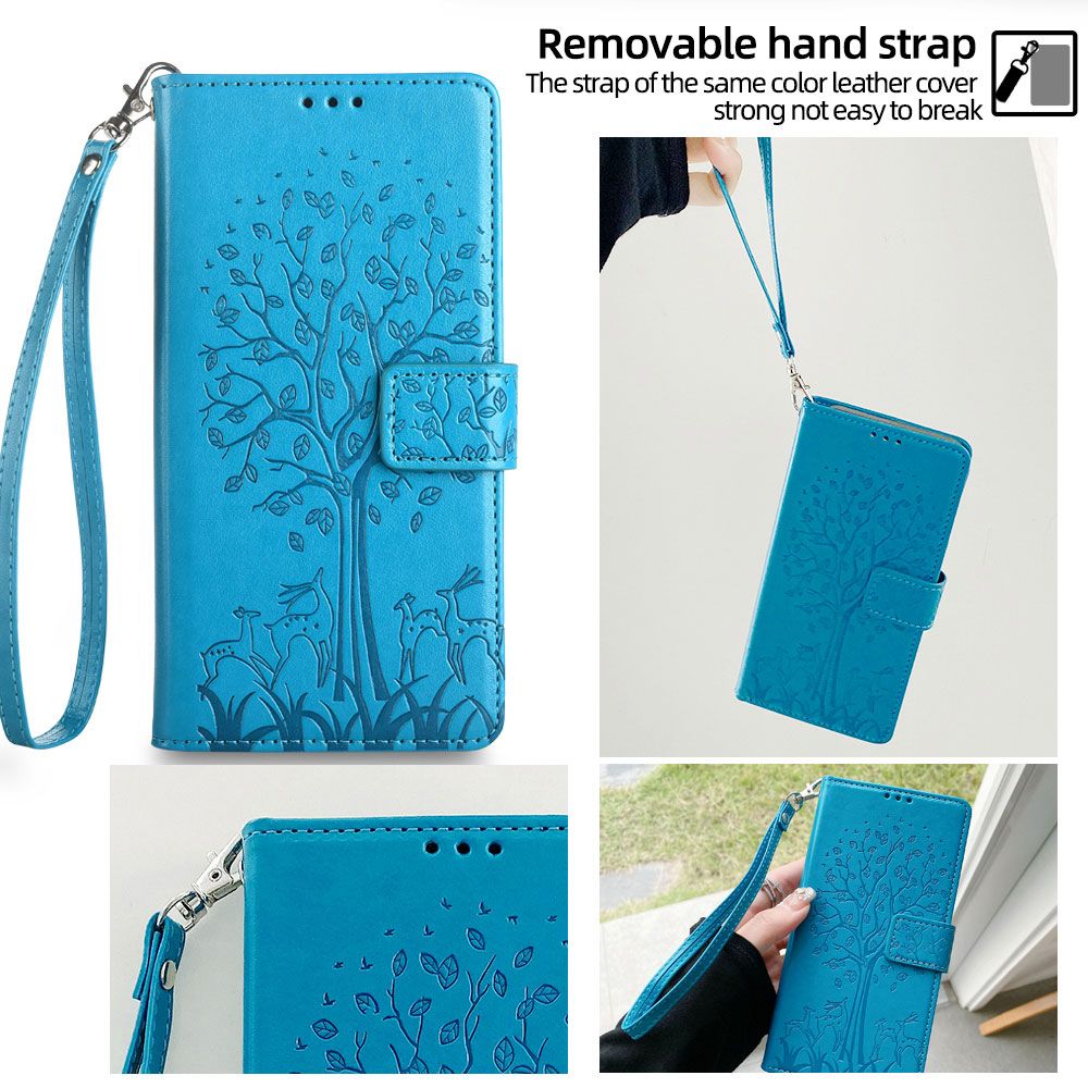 Wallet Leather Cover for OPPO A6 Pro Case Card Slots Magnetic Closure Shockproof Cover with Hand Strap