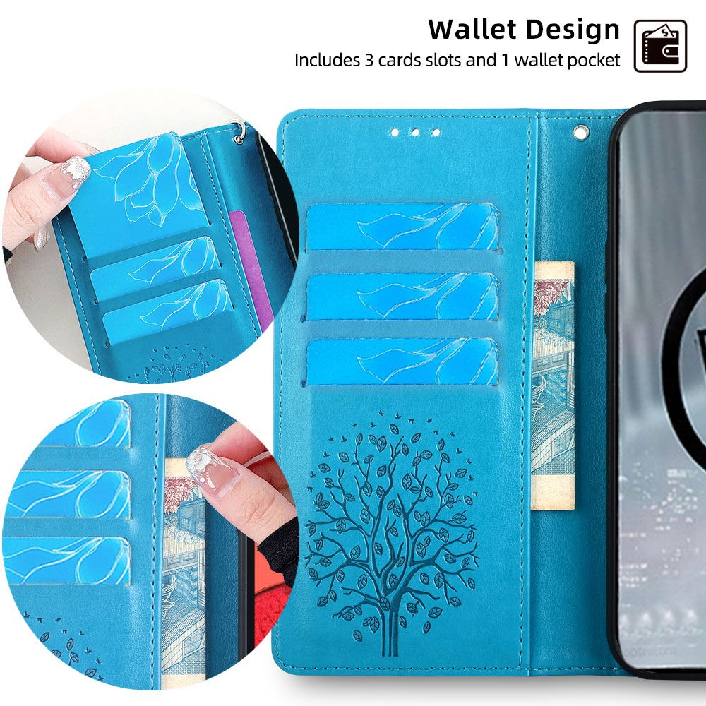 Wallet Leather Cover for OPPO A6 Pro Case Card Slots Magnetic Closure Shockproof Cover with Hand Strap
