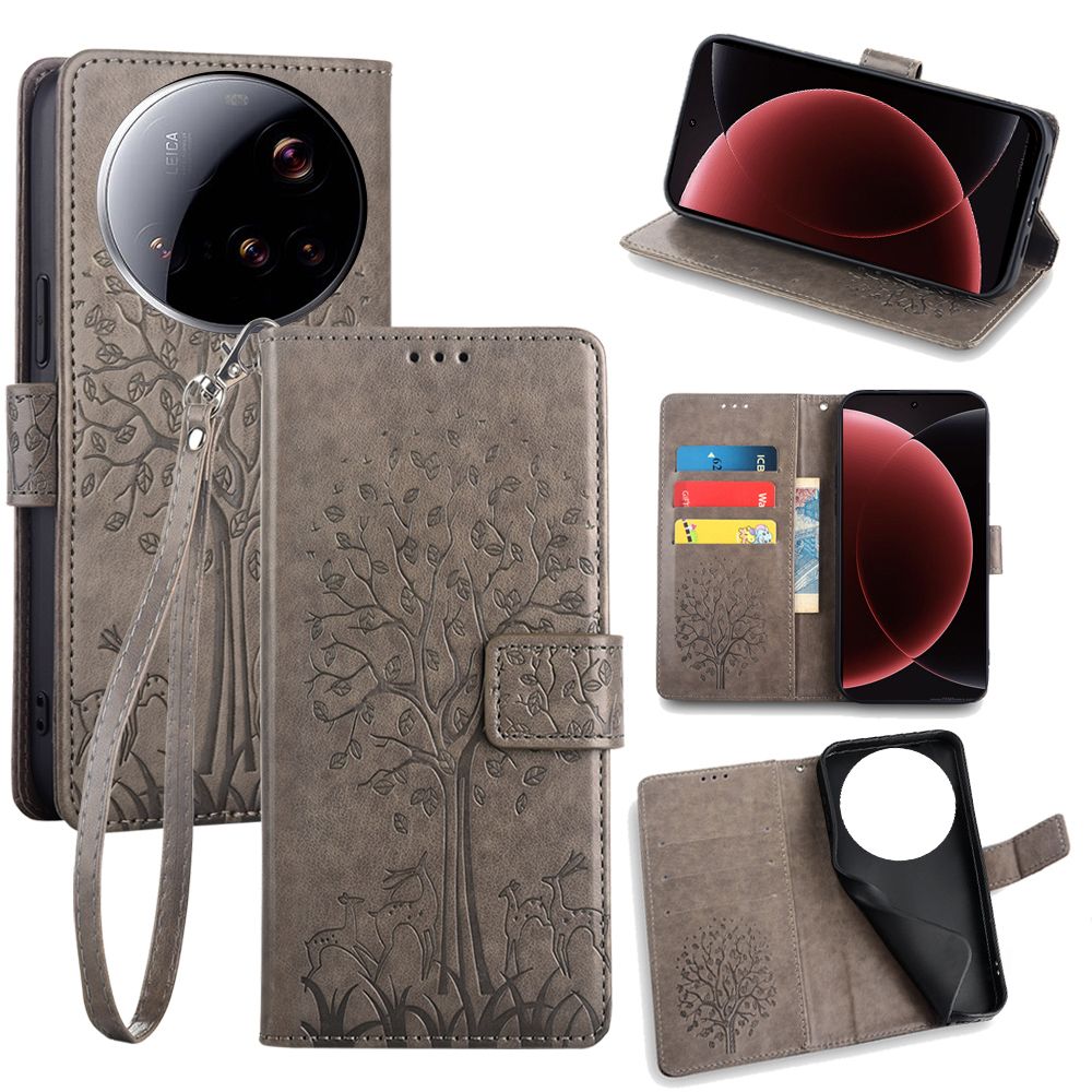 Wallet Leather Cover for Xiaomi 15 Ultra, 14 Ultra, 13 Ultra, 12s Ultra Case Card Slots Magnetic Closure Shockproof Cover with Hand Strap