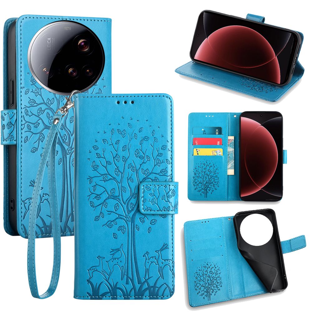 Wallet Leather Cover for Xiaomi 15 Ultra, 14 Ultra, 13 Ultra, 12s Ultra Case Card Slots Magnetic Closure Shockproof Cover with Hand Strap