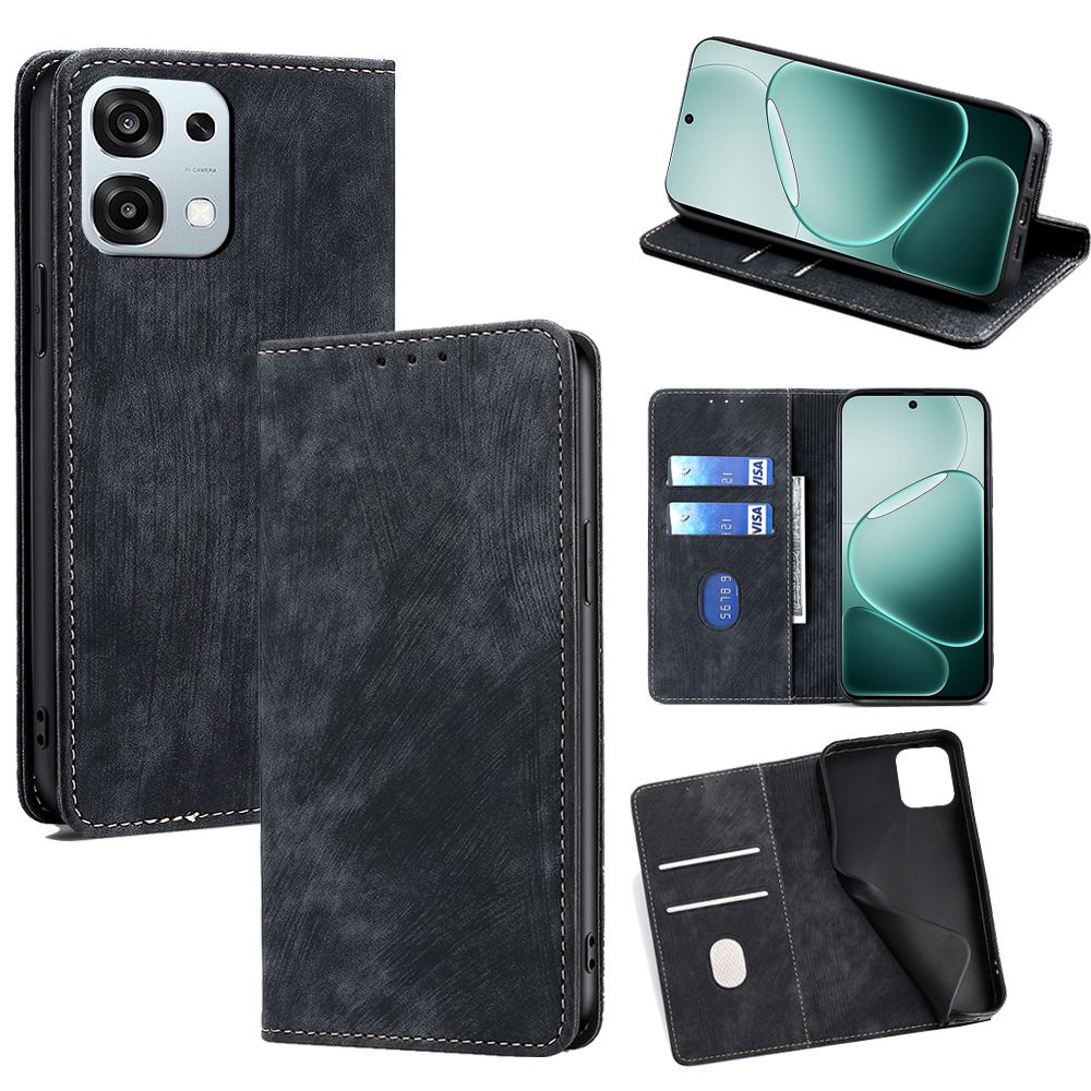 Leather Flip Cover Case for OPPO A6 Pro [Flip Vintage Leather] Wallet Shockproof Durable Retro Phone Case