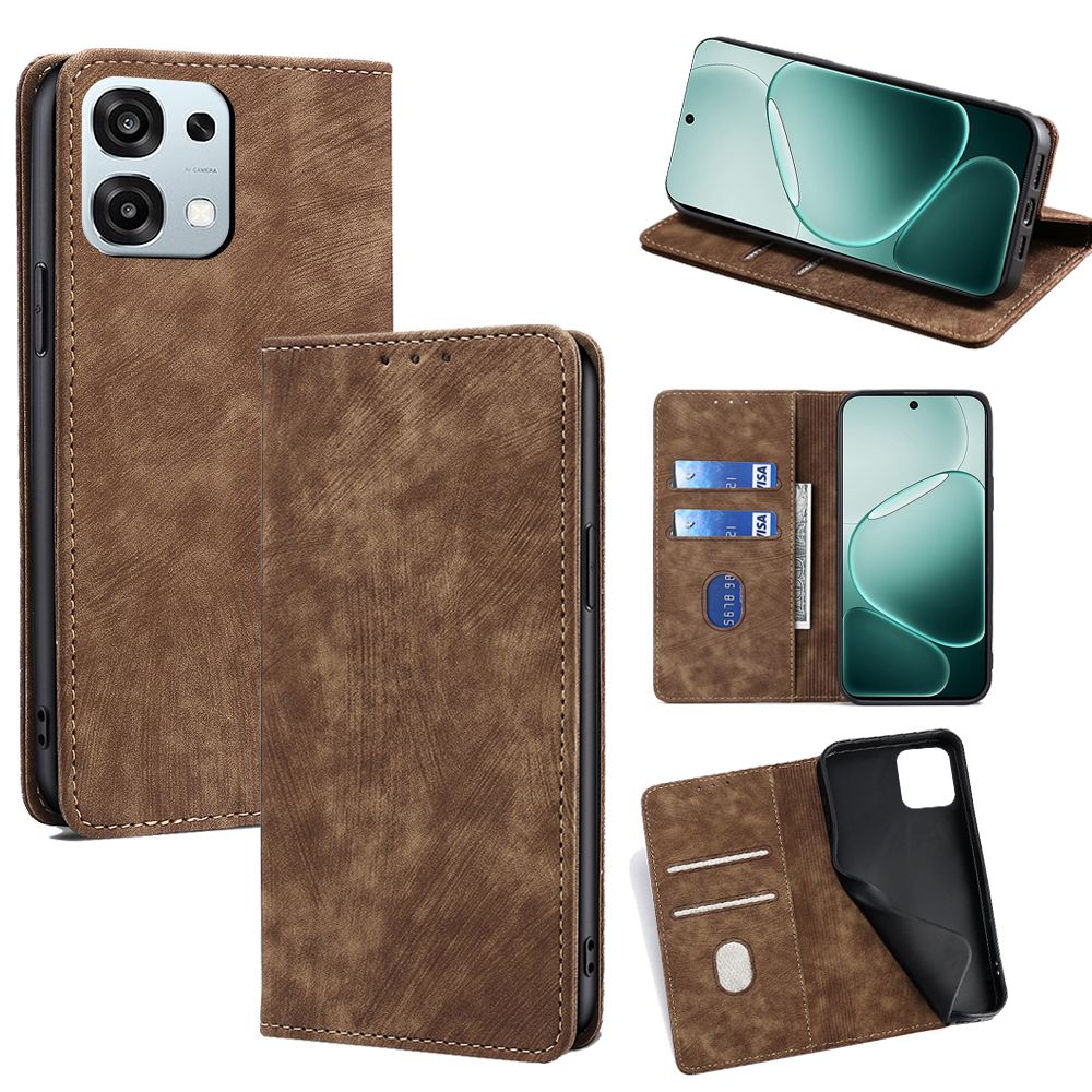 Leather Flip Cover Case for OPPO A6 Pro [Flip Vintage Leather] Wallet Shockproof Durable Retro Phone Case