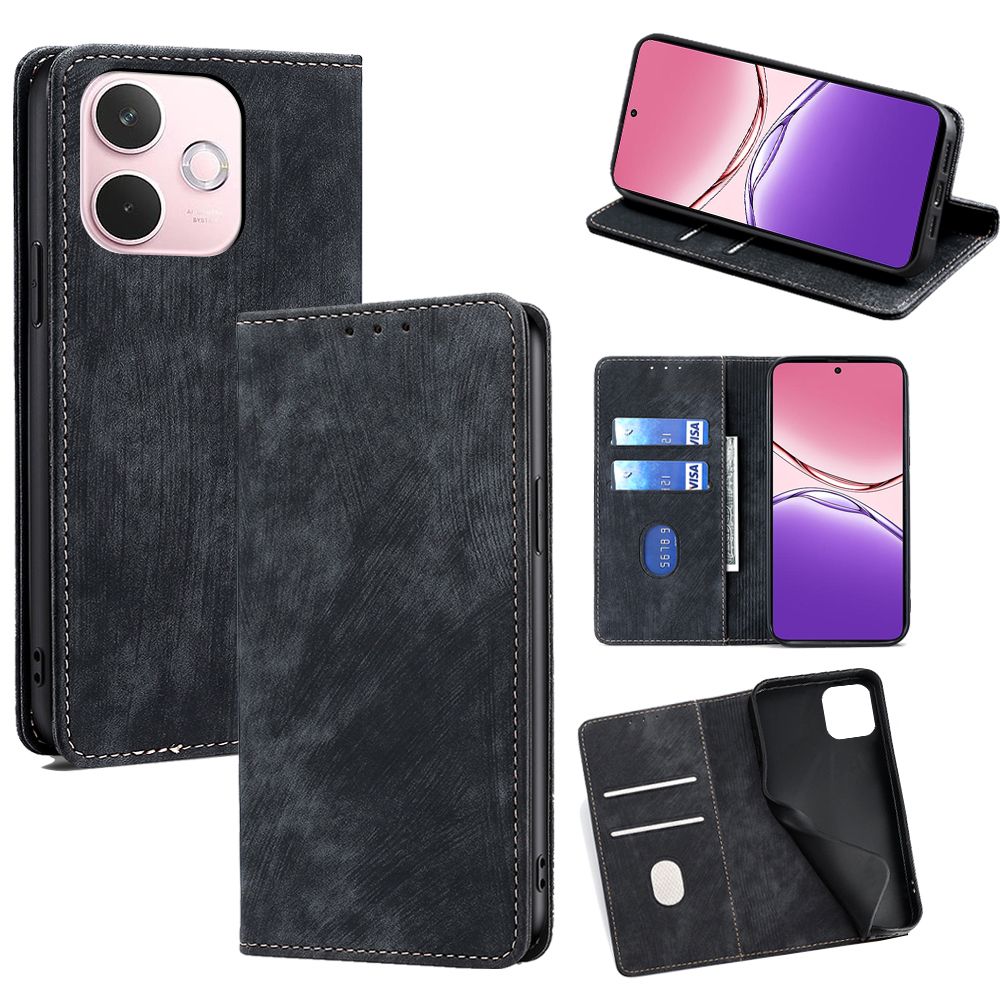Leather Flip Cover Case for OPPO A5 Pro [Flip Vintage Leather] Wallet Shockproof Durable Retro Phone Case