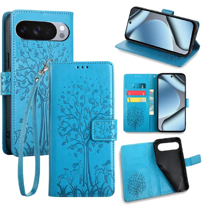 Wallet Leather Cover For Google Pixel 10 Pro XL 9A 9 Pro XL 8 7 6 Pro 8A 7A 6A 5A 4A 3A 5 4 3 XL  Case Card Slots Magnetic Closure Shockproof Cover with Hand Strap