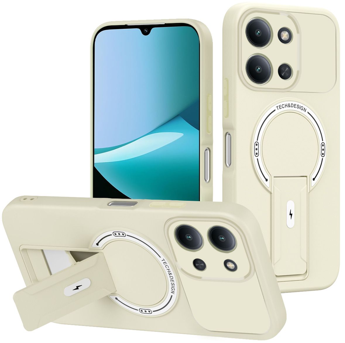 Phone Case for Xiaomi Redmi 15 15C 14C 13C 13 A5 A3X A3 A3 Pro Luxury Anti-Drop Stand Case TPU Phone Grip Wireless Charging Skin-Friendly Mobile Phone Cover