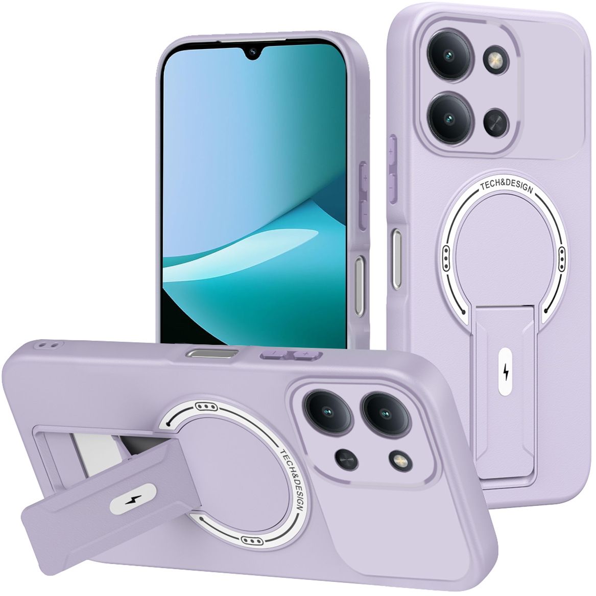 Phone Case for Xiaomi Redmi 15 15C 14C 13C 13 A5 A3X A3 A3 Pro Luxury Anti-Drop Stand Case TPU Phone Grip Wireless Charging Skin-Friendly Mobile Phone Cover