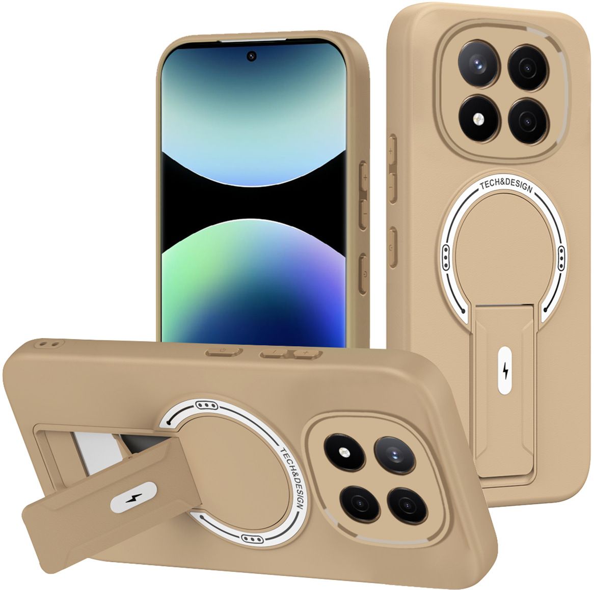 Phone Case for Xiaomi Redmi Note 15 15 Pro Plus 14s 14 Pro+ 13 Pro+ 13 Luxury Anti-Drop Stand Case TPU Phone Grip Wireless Charging Skin-Friendly Mobile Phone Cover