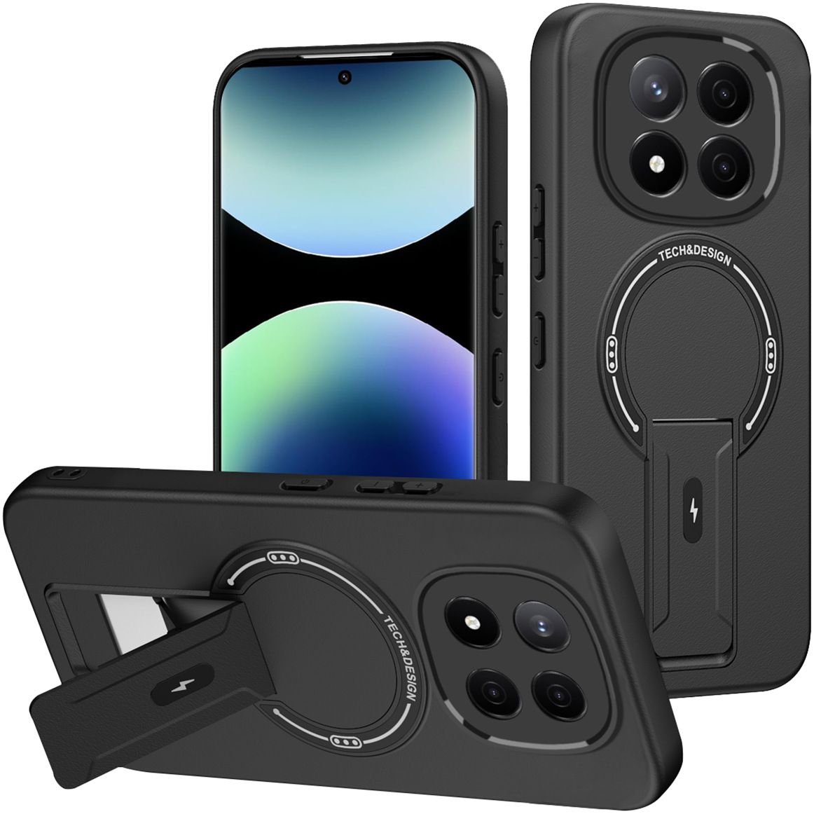 Phone Case for Xiaomi Redmi Note 15 15 Pro Plus 14s 14 Pro+ 13 Pro+ 13 Luxury Anti-Drop Stand Case TPU Phone Grip Wireless Charging Skin-Friendly Mobile Phone Cover