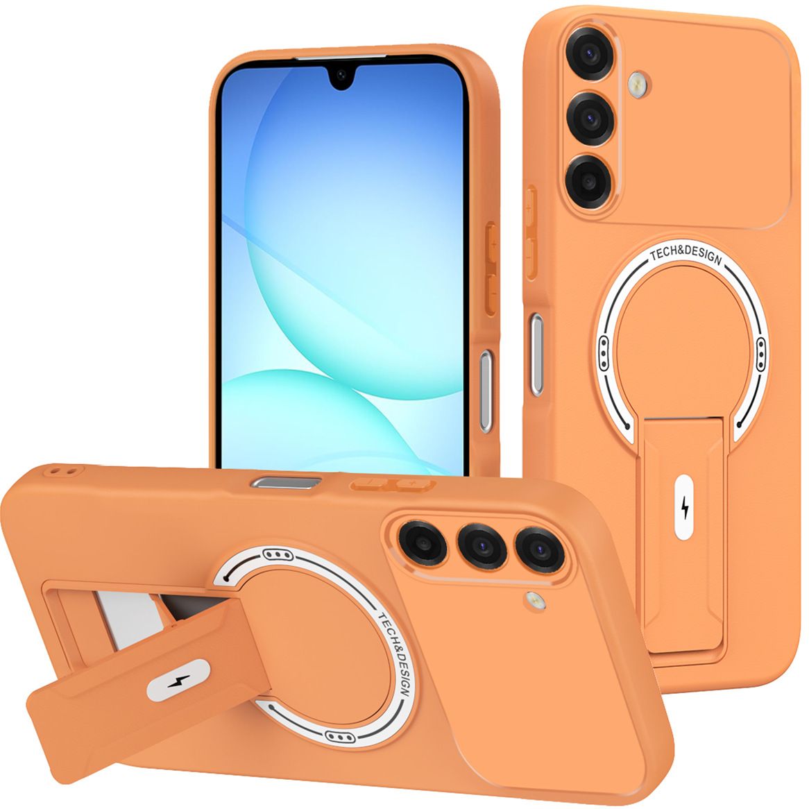 Phone Case for Samsung Galaxy A57 A37 A17 A07 A56 A36 A26 A16 A06 A55 A35 A25 A15 A54 A14 M05 F05 M36 Luxury Anti-Drop Stand Case TPU Phone Grip Wireless Charging Skin-Friendly Mobile Phone Cover