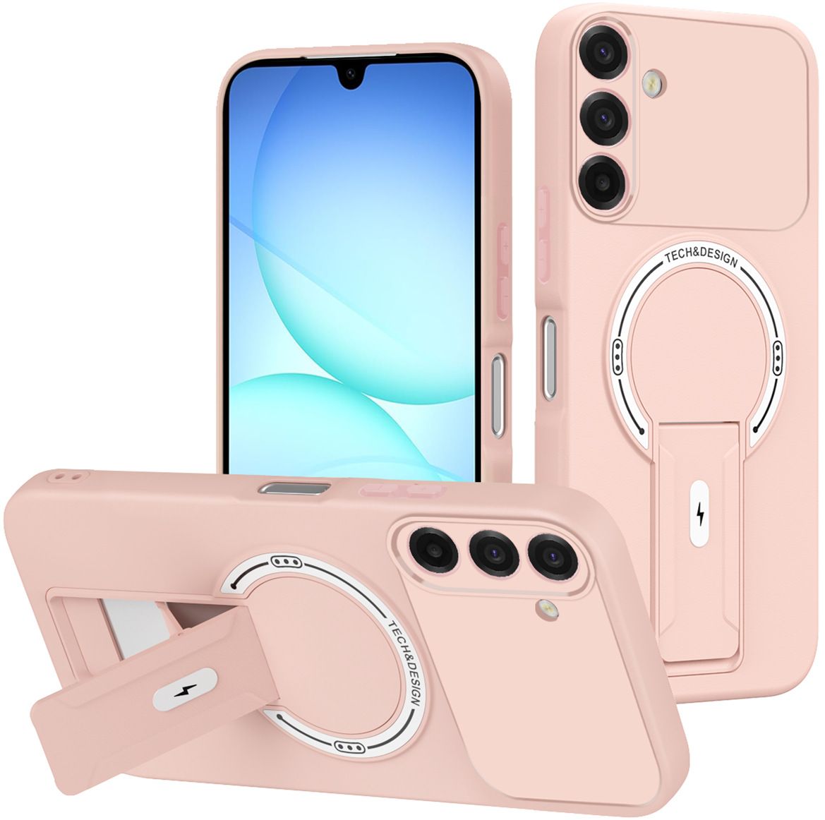 Phone Case for Samsung Galaxy A57 A37 A17 A07 A56 A36 A26 A16 A06 A55 A35 A25 A15 A54 A14 M05 F05 M36 Luxury Anti-Drop Stand Case TPU Phone Grip Wireless Charging Skin-Friendly Mobile Phone Cover