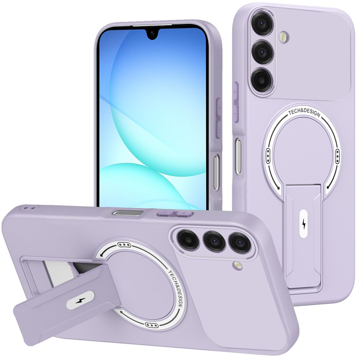 Phone Case for Samsung Galaxy A57 A37 A17 A07 A56 A36 A26 A16 A06 A55 A35 A25 A15 A54 A14 M05 F05 M36 Luxury Anti-Drop Stand Case TPU Phone Grip Wireless Charging Skin-Friendly Mobile Phone Cover