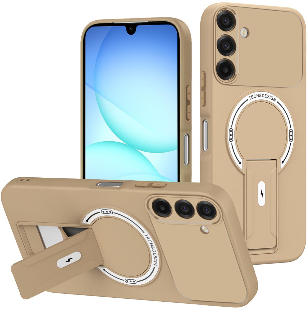 Phone Case for Samsung Galaxy A57 A37 A17 A07 A56 A36 A26 A16 A06 A55 A35 A25 A15 A54 A14 M05 F05 M36 Luxury Anti-Drop Stand Case TPU Phone Grip Wireless Charging Skin-Friendly Mobile Phone Cover