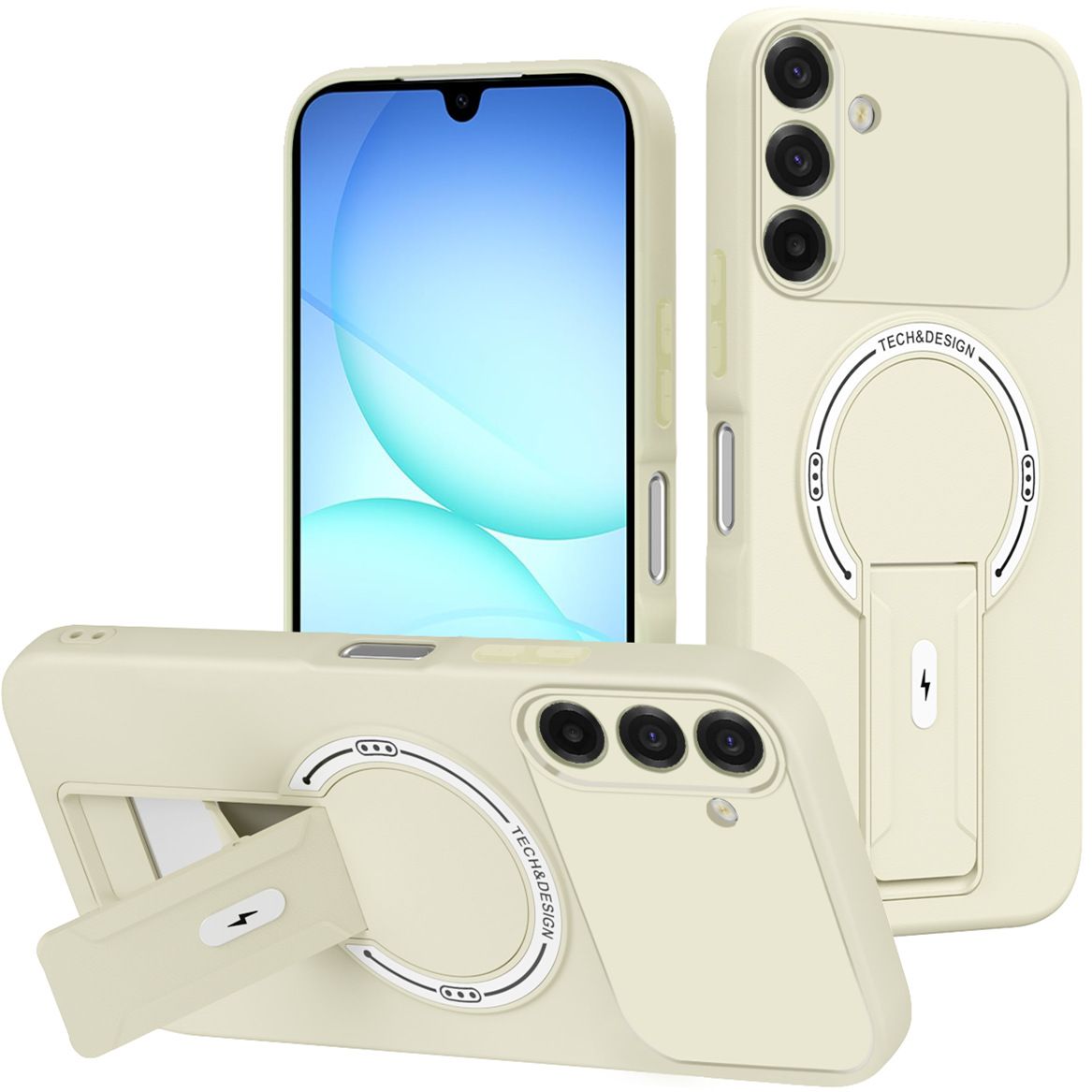 Phone Case for Samsung Galaxy A57 A37 A17 A07 A56 A36 A26 A16 A06 A55 A35 A25 A15 A54 A14 M05 F05 M36 Luxury Anti-Drop Stand Case TPU Phone Grip Wireless Charging Skin-Friendly Mobile Phone Cover