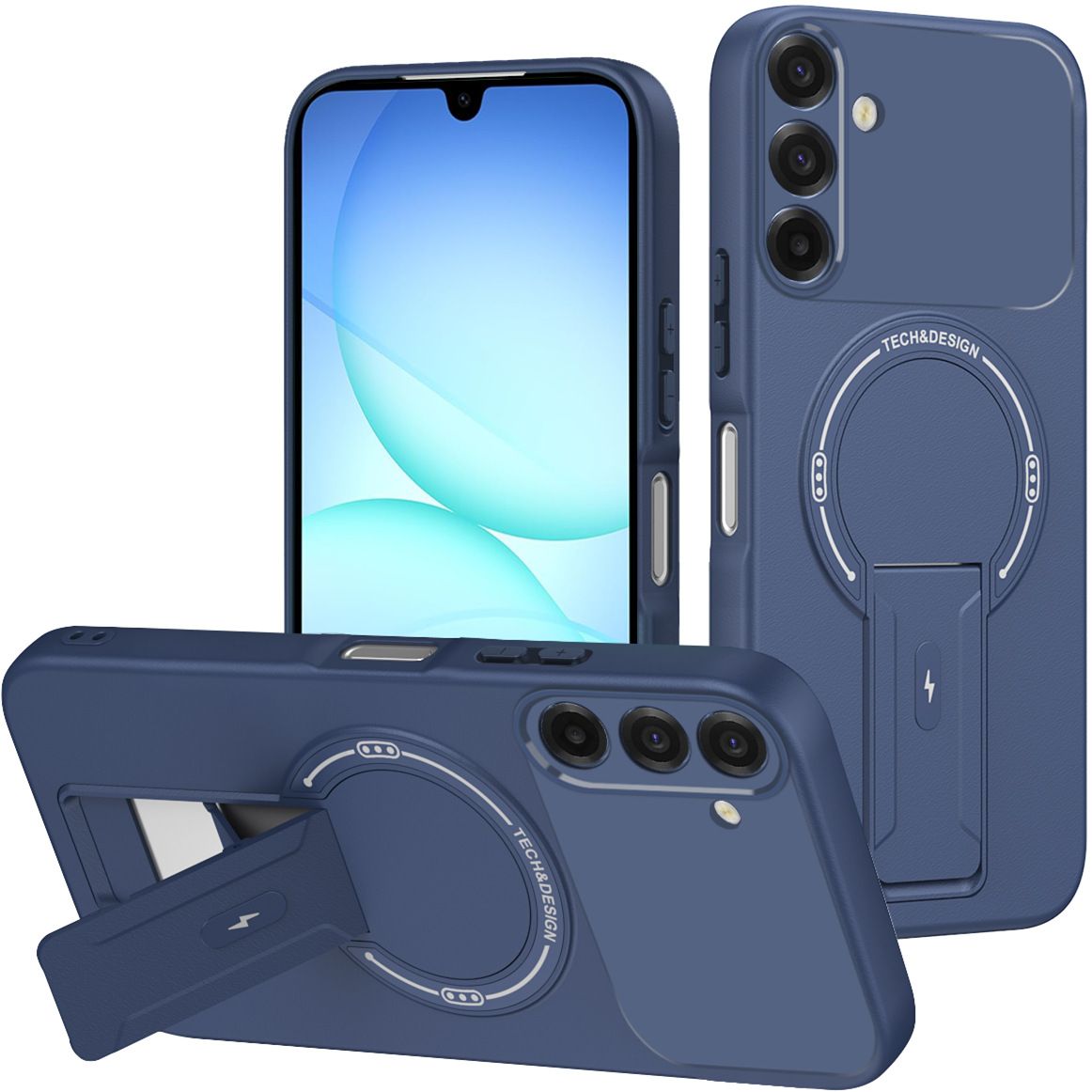 Phone Case for Samsung Galaxy A57 A37 A17 A07 A56 A36 A26 A16 A06 A55 A35 A25 A15 A54 A14 M05 F05 M36 Luxury Anti-Drop Stand Case TPU Phone Grip Wireless Charging Skin-Friendly Mobile Phone Cover