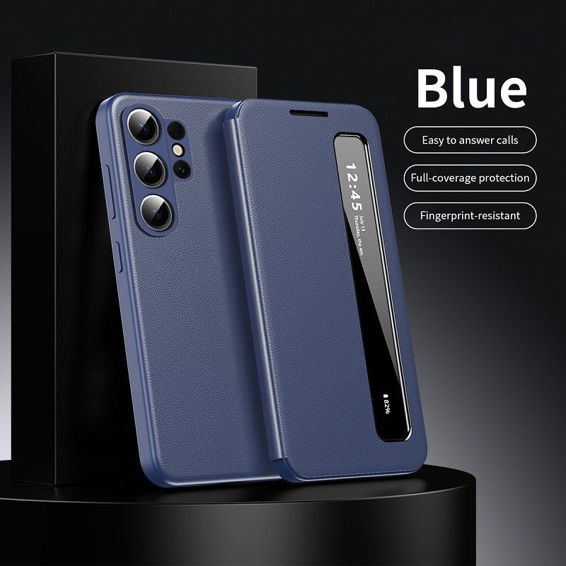 Smart Side Window PU Leather Flip Cover Case for Samsung Galaxy A17 A56 A36 A16 A55 S26 Ultra S26 Plus S25 FE S25 Plus S24 FE s23 fe S22 Plus S23 Ultra Sleep Window Cover