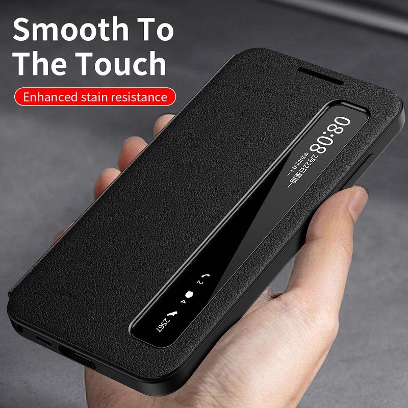 Smart Side Window PU Leather Flip Cover Case for Samsung Galaxy A17 A56 A36 A16 A55 S26 Ultra S26 Plus S25 FE S25 Plus S24 FE s23 fe S22 Plus S23 Ultra Sleep Window Cover