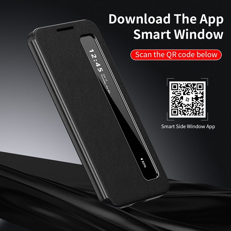 Smart Side Window PU Leather Flip Cover Case for Samsung Galaxy A17 A56 A36 A16 A55 S26 Ultra S26 Plus S25 FE S25 Plus S24 FE s23 fe S22 Plus S23 Ultra Sleep Window Cover