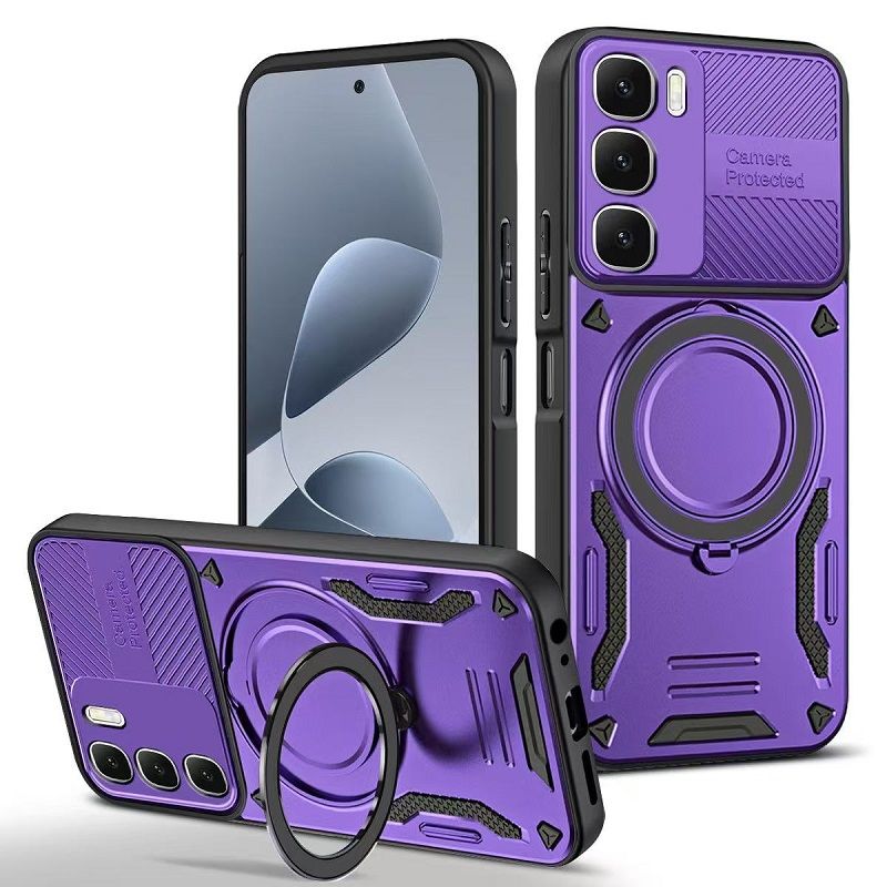 Phone Case for Infinix Hot 60i 60 60 Pro Plus 50i 50 Pro Plus (Note: select the model) Magnetic 360° Rotating Ring Stand Full Coverge TPU Hybrid PC Cover