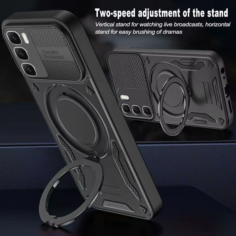 Phone Case for Infinix Hot 60i 60 60 Pro Plus 50i 50 Pro Plus (Note: select the model) Magnetic 360° Rotating Ring Stand Full Coverge TPU Hybrid PC Cover