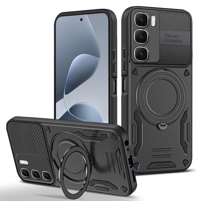 Phone Case for Infinix Hot 60i 60 60 Pro Plus 50i 50 Pro Plus (Note: select the model) Magnetic 360° Rotating Ring Stand Full Coverge TPU Hybrid PC Cover