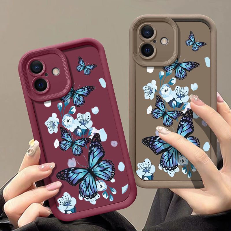Phone Case for iPhone 17 Pro Max 17 Air 16e 16 Plus 15 Plus 14 13 Pro Max 12 11 Pro Max 15 Pro Max XS XR X 16 Pro Max Silicone Butterfly Flower Anti Drop TPU Soft Back Cover