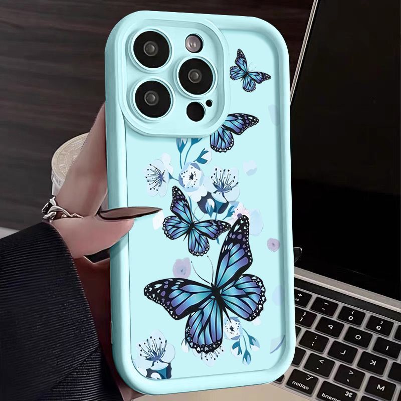 Phone Case for iPhone 17 Pro Max 17 Air 16e 16 Plus 15 Plus 14 13 Pro Max 12 11 Pro Max 15 Pro Max XS XR X 16 Pro Max Silicone Butterfly Flower Anti Drop TPU Soft Back Cover