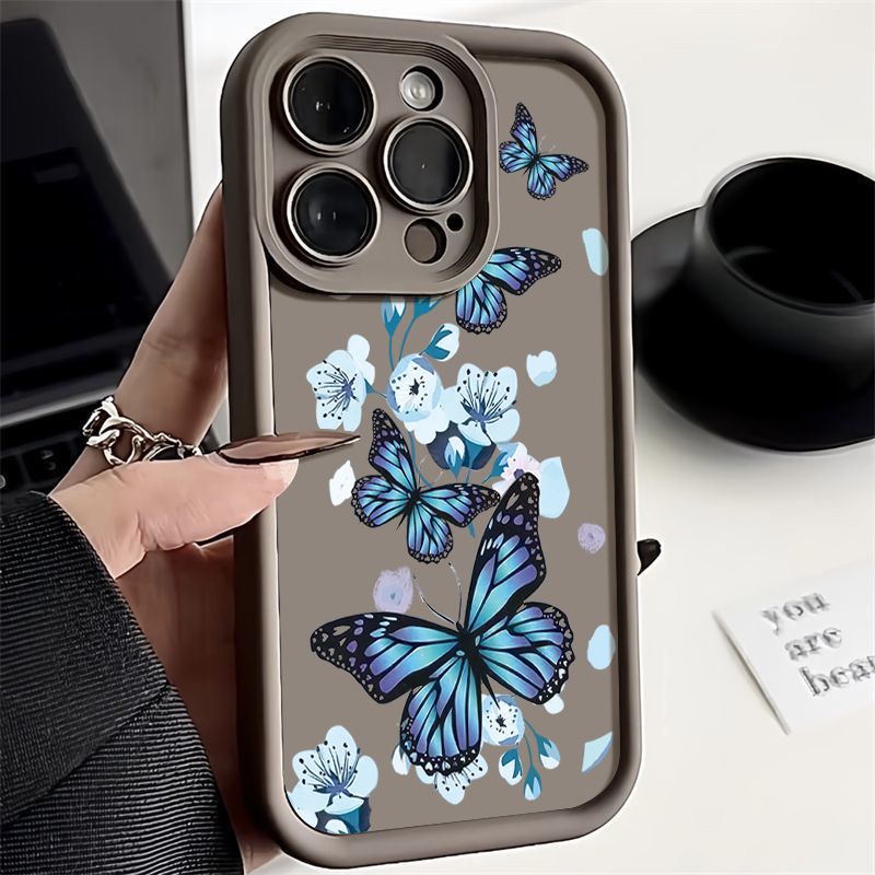 Phone Case for iPhone 17 Pro Max 17 Air 16e 16 Plus 15 Plus 14 13 Pro Max 12 11 Pro Max 15 Pro Max XS XR X 16 Pro Max Silicone Butterfly Flower Anti Drop TPU Soft Back Cover