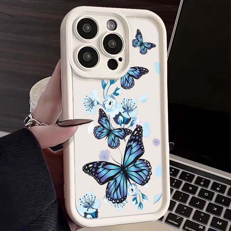 Phone Case for iPhone 17 Pro Max 17 Air 16e 16 Plus 15 Plus 14 13 Pro Max 12 11 Pro Max 15 Pro Max XS XR X 16 Pro Max Silicone Butterfly Flower Anti Drop TPU Soft Back Cover