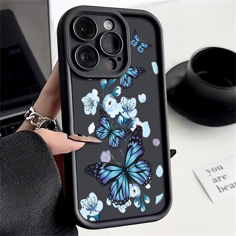Phone Case for iPhone 17 Pro Max 17 Air 16e 16 Plus 15 Plus 14 13 Pro Max 12 11 Pro Max 15 Pro Max XS XR X 16 Pro Max Silicone Butterfly Flower Anti Drop TPU Soft Back Cover