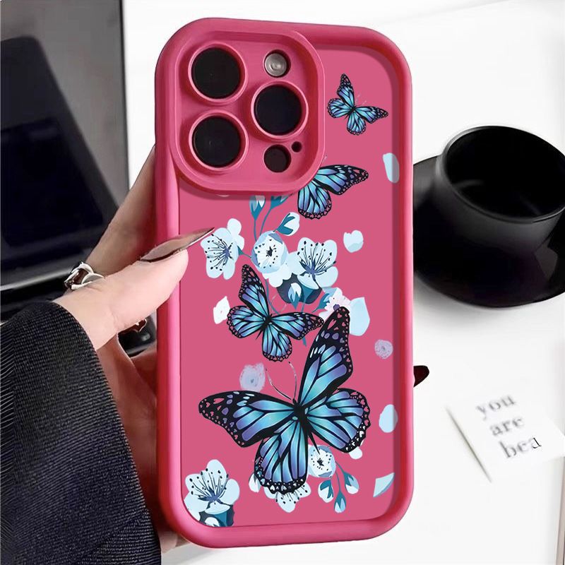 Phone Case for iPhone 17 Pro Max 17 Air 16e 16 Plus 15 Plus 14 13 Pro Max 12 11 Pro Max 15 Pro Max XS XR X 16 Pro Max Silicone Butterfly Flower Anti Drop TPU Soft Back Cover