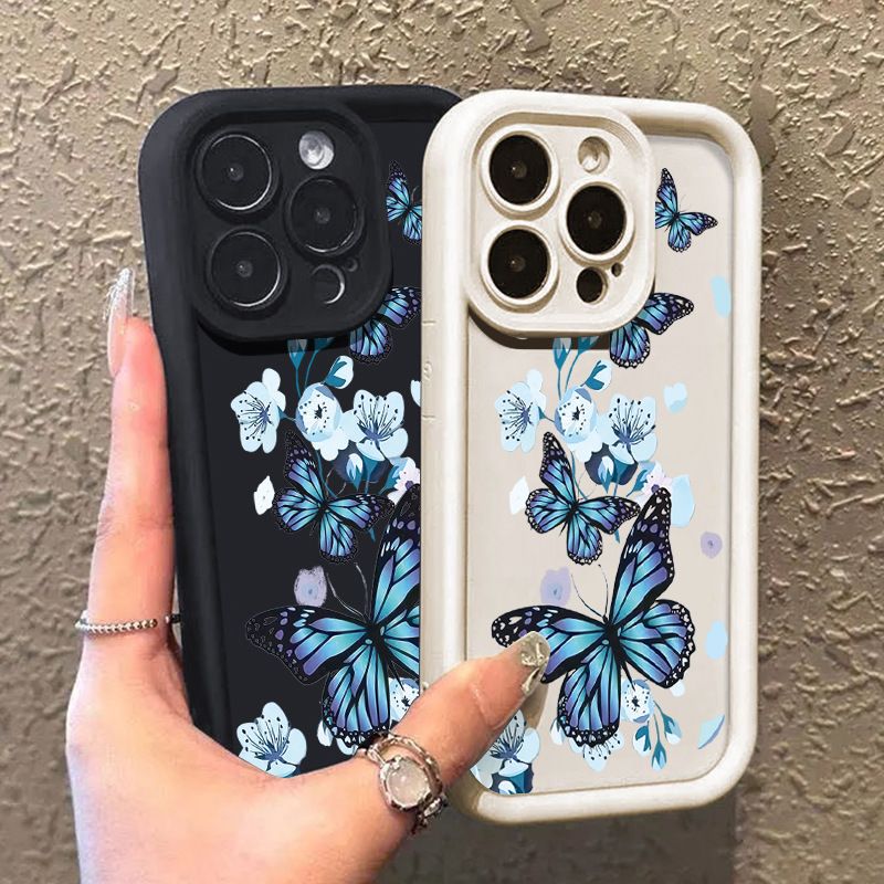 Phone Case for iPhone 17 Pro Max 17 Air 16e 16 Plus 15 Plus 14 13 Pro Max 12 11 Pro Max 15 Pro Max XS XR X 16 Pro Max Silicone Butterfly Flower Anti Drop TPU Soft Back Cover