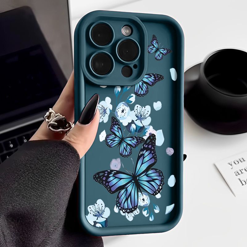 Phone Case for iPhone 17 Pro Max 17 Air 16e 16 Plus 15 Plus 14 13 Pro Max 12 11 Pro Max 15 Pro Max XS XR X 16 Pro Max Silicone Butterfly Flower Anti Drop TPU Soft Back Cover