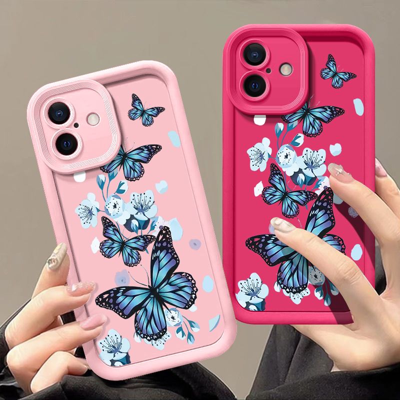 Phone Case for iPhone 17 Pro Max 17 Air 16e 16 Plus 15 Plus 14 13 Pro Max 12 11 Pro Max 15 Pro Max XS XR X 16 Pro Max Silicone Butterfly Flower Anti Drop TPU Soft Back Cover
