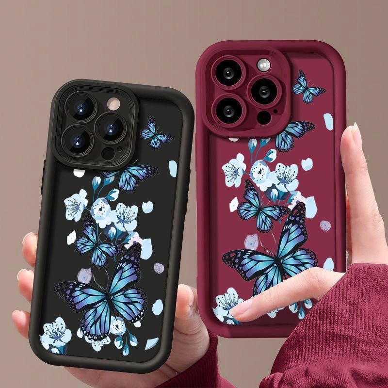 Phone Case for iPhone 17 Pro Max 17 Air 16e 16 Plus 15 Plus 14 13 Pro Max 12 11 Pro Max 15 Pro Max XS XR X 16 Pro Max Silicone Butterfly Flower Anti Drop TPU Soft Back Cover