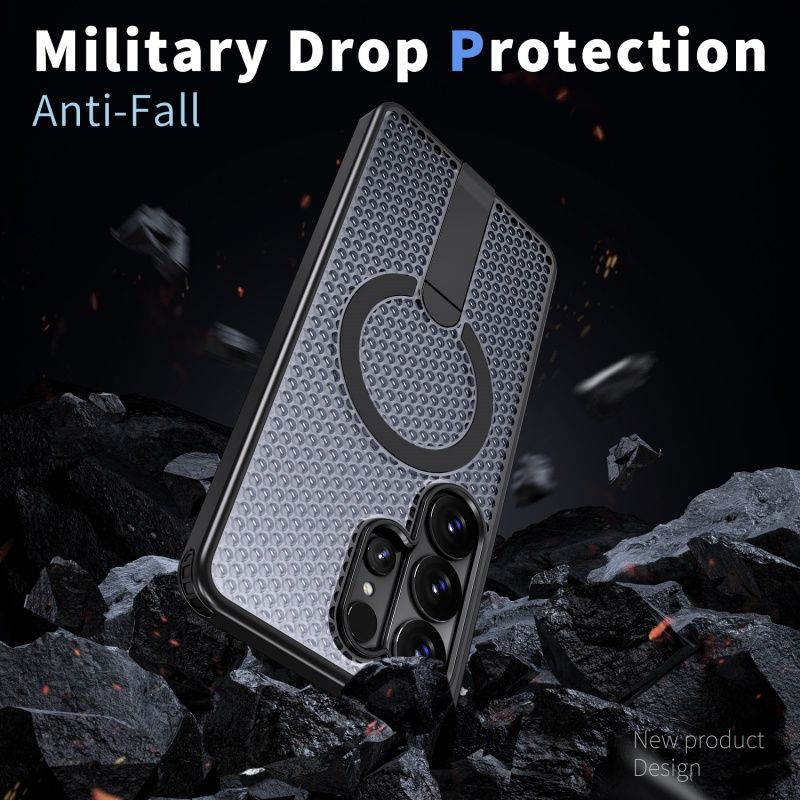 Phone Case for Samsung Galaxy S26 Ultra S26 Plus S25 FE S25 Edge S24 S23 FE S22 Ultra Magnetic Honeycomb Breathable Heat Dissipation Hidden Bracket Protective Case