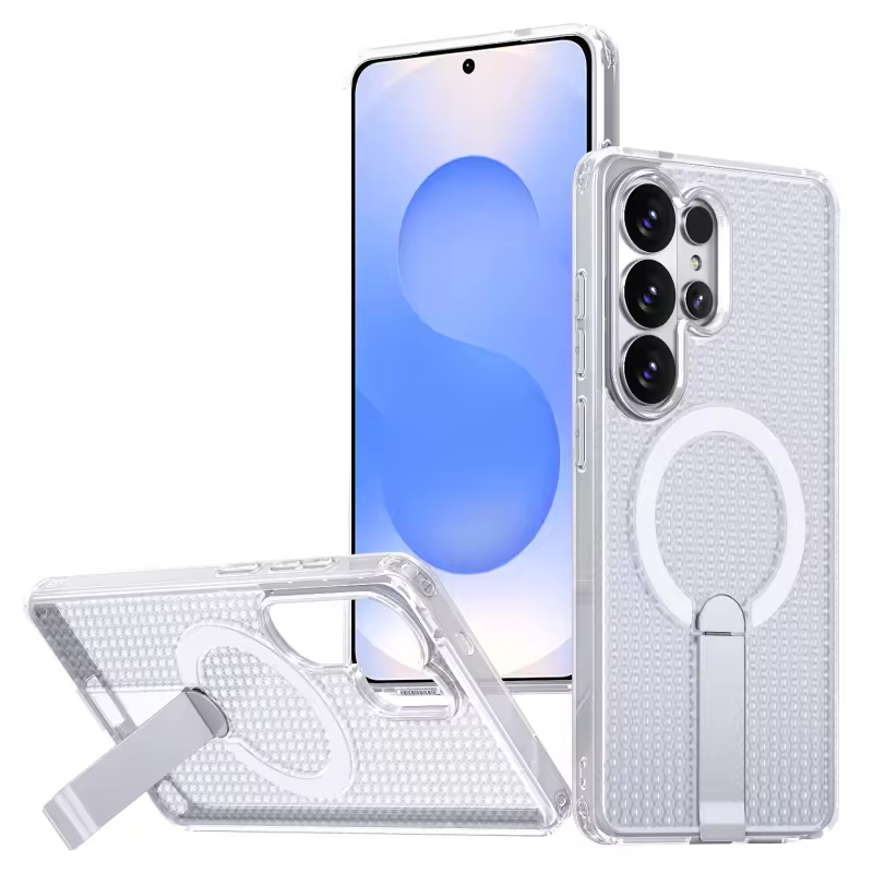 Phone Case for Samsung Galaxy S26 Ultra S26 Plus S25 FE S25 Edge S24 S23 FE S22 Ultra Magnetic Honeycomb Breathable Heat Dissipation Hidden Bracket Protective Case