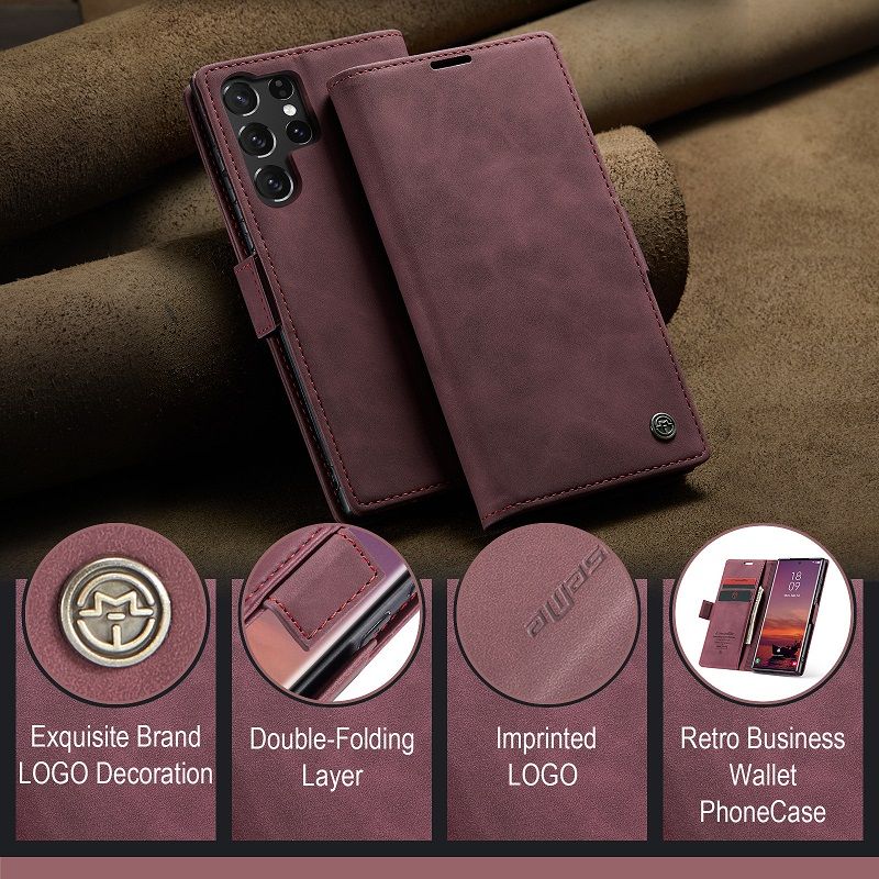 CaseMe Leather Phone Case Flip Cover for Samsung Galaxy S26 Ultra S26 Plus S25 FE S24 FE S23 S22 Plus S21 S20 FE S10 S9 S8 Note 20 Ultra 10 Shockproof Protection Stand Holder Magnetic PU Leather Case