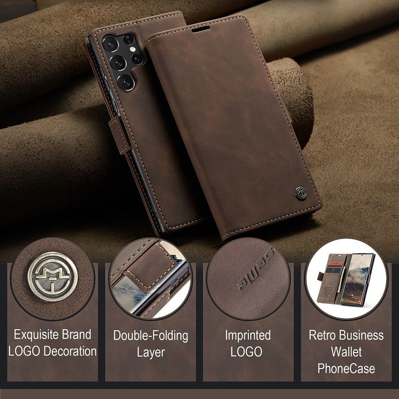 CaseMe Leather Phone Case Flip Cover for Samsung Galaxy S26 Ultra S26 Plus S25 FE S24 FE S23 S22 Plus S21 S20 FE S10 S9 S8 Note 20 Ultra 10 Shockproof Protection Stand Holder Magnetic PU Leather Case