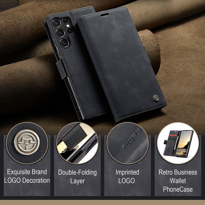 CaseMe Leather Phone Case Flip Cover for Samsung Galaxy S26 Ultra S26 Plus S25 FE S24 FE S23 S22 Plus S21 S20 FE S10 S9 S8 Note 20 Ultra 10 Shockproof Protection Stand Holder Magnetic PU Leather Case