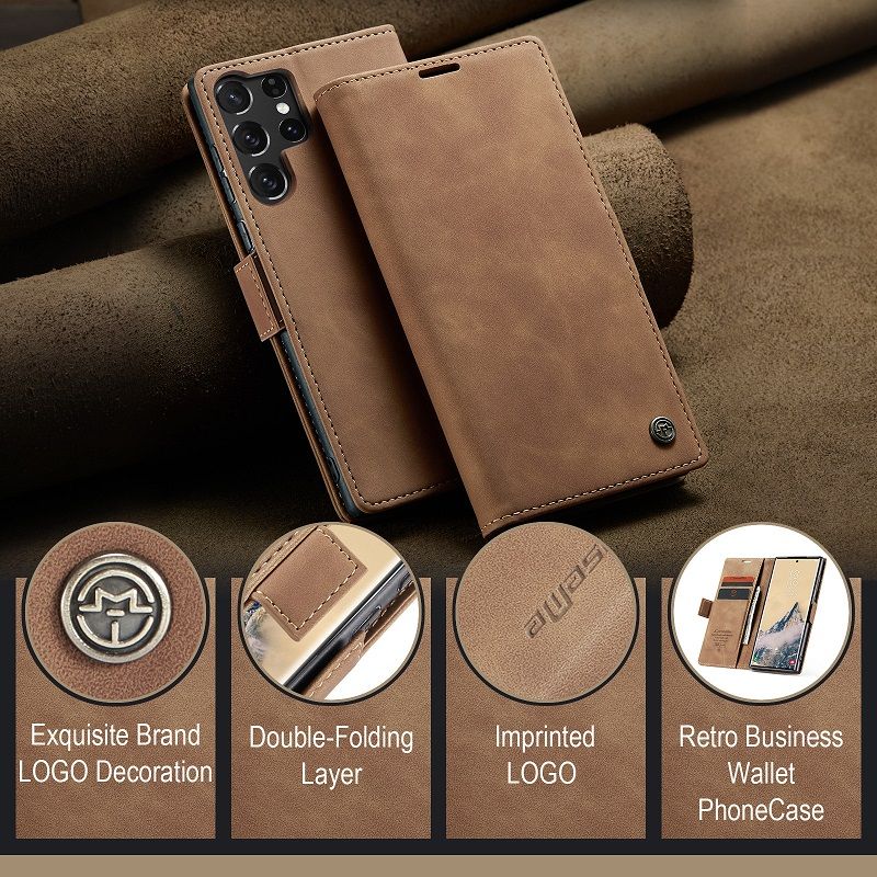 CaseMe Leather Phone Case Flip Cover for Samsung Galaxy S26 Ultra S26 Plus S25 FE S24 FE S23 S22 Plus S21 S20 FE S10 S9 S8 Note 20 Ultra 10 Shockproof Protection Stand Holder Magnetic PU Leather Case